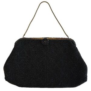 Elegant Black Beaded Handbag